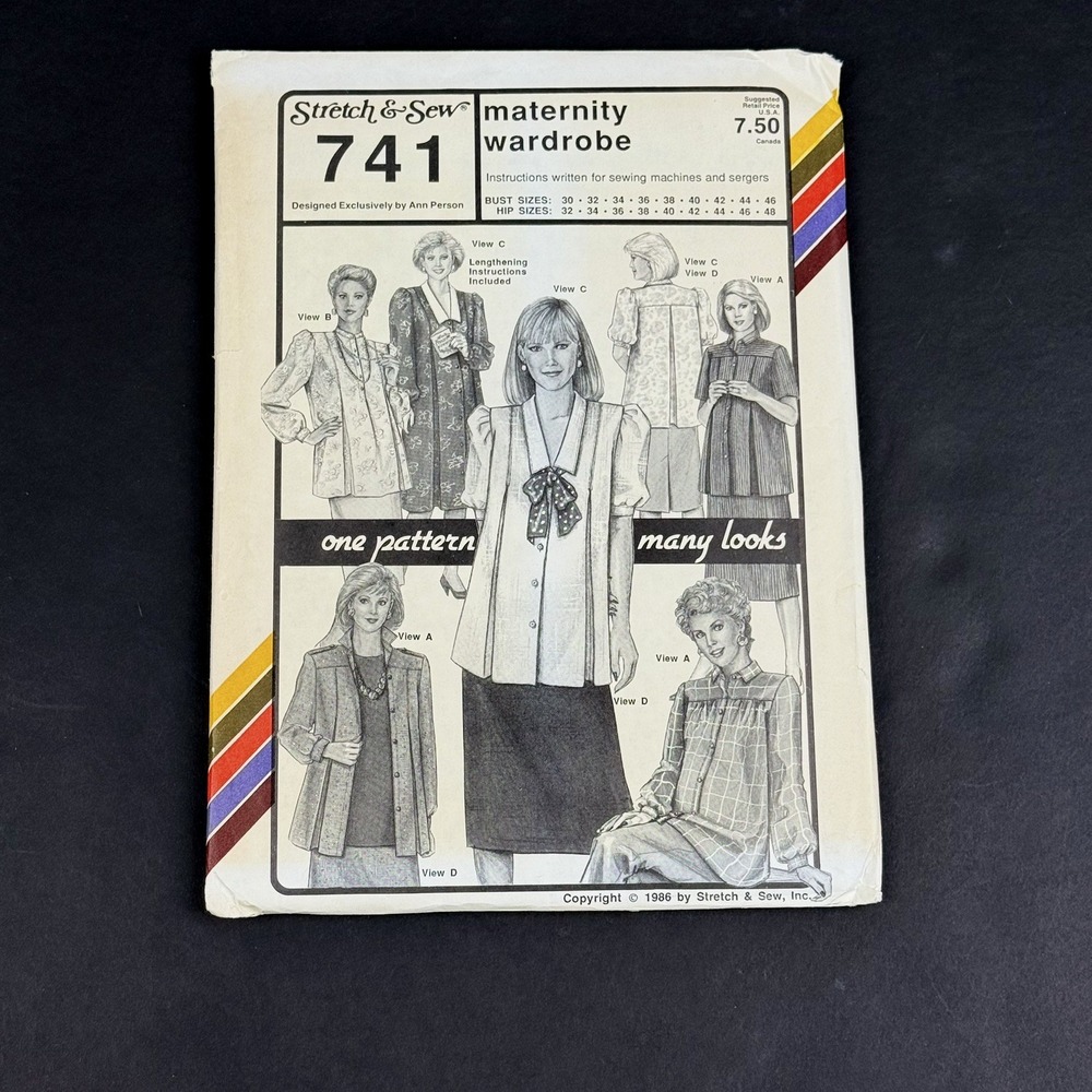 Vintage 80s UNCUT Maternity Women Top Skirt Jacket Sewing Pattern Ann Person